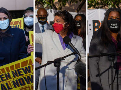 AOC and Cori Bush Join Protest Outside DNC to Push Biden on Climate Action