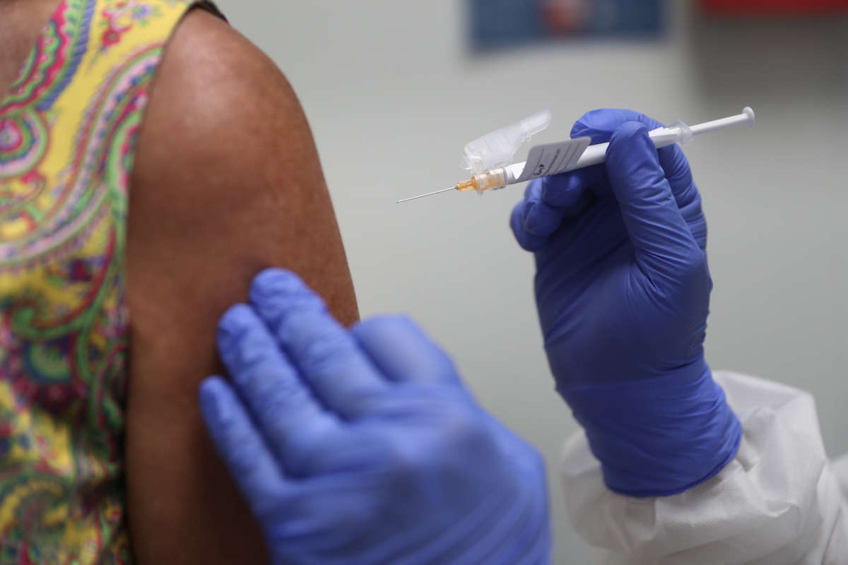 A patient recieves a vaccine