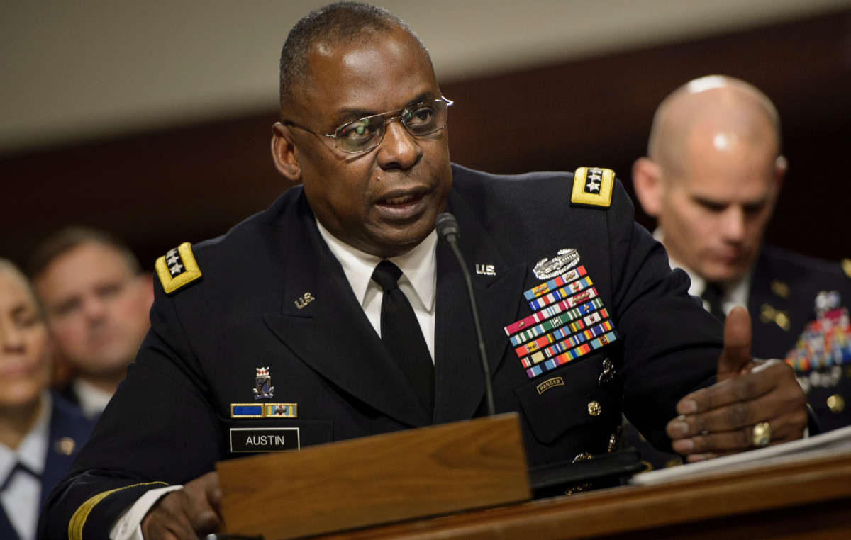 Gen. Lloyd Austin speaks during a hearing of the Senate Armed Services Committee on March 8, 2016, in Washington, D.C.