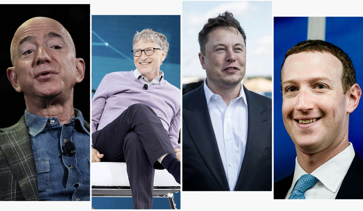 Jeff Bezos, Bill Gates, Elon Musk and Mark Zuckerberg