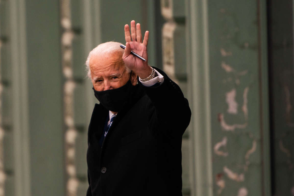 President- elect Joe Biden exits the Queen in Wilmington, Delaware, on December 9, 2020.