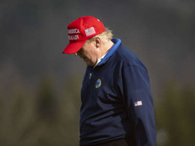 President Donald Trump golfs at Trump National Golf Club on December 13, 2020, in Sterling, Virginia.