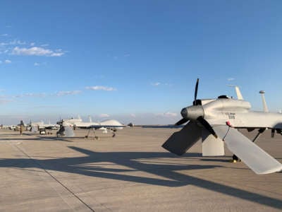 U.S. army drones stationed at the Ain al-Asad airbase in the western Iraqi province of Anbar, on January 13, 2020.