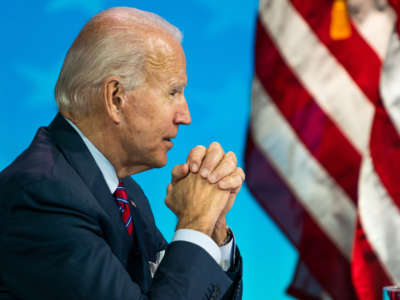 President-elect Joe Biden during a virtual meeting with National Association of Counties at the Queen in Wilmington, Delaware, on December 4, 2020.