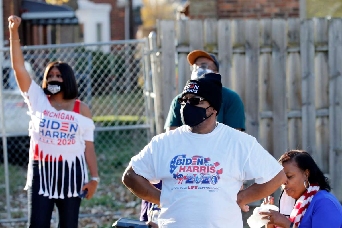 Supporters of Joe Biden celebrate