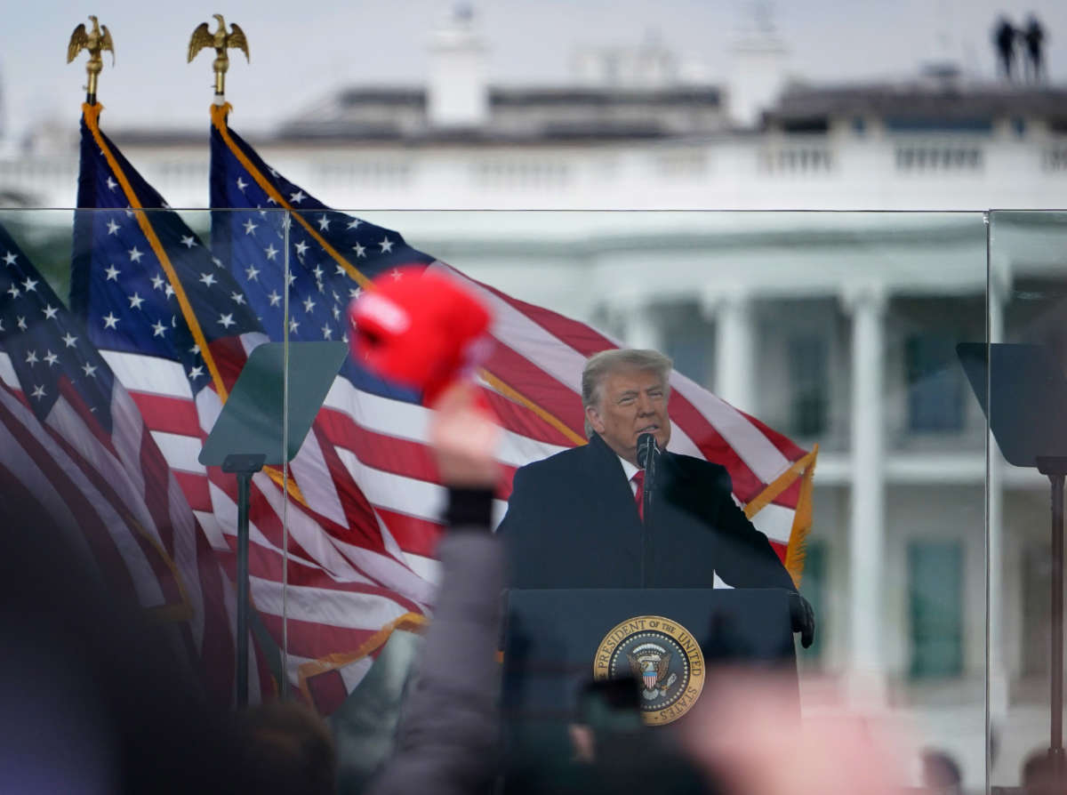 President Trump speaks to supporters from The Ellipse near the White House on January 6, 2021, in Washington, D.C.