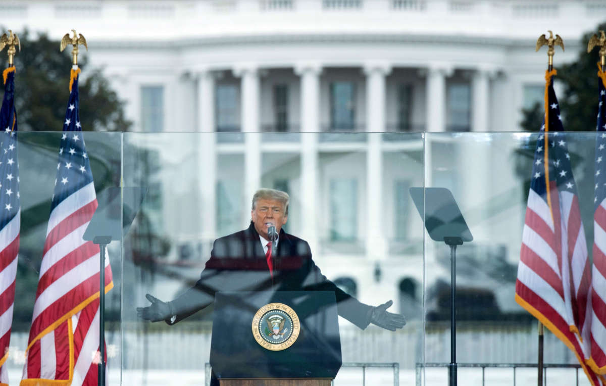 President Trump speaks to supporters from The Ellipse near the White House on January 6, 2021, in Washington, D.C.