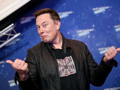 SpaceX owner and Tesla CEO Elon Musk poses on the red carpet of the Axel Springer Award 2020 on December 1, 2020, in Berlin, Germany.