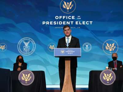 Boston Mayor Marty Walsh, nominee for Secretary of Labor, speaks after being nominated by President-elect Joe Biden at The Queen theater January 8, 2021, in Wilmington, Delaware.