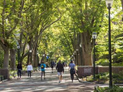 University Campus with few students due to the COVID-19 pandemic in September 2020, University of Pennsylvania, Philadelphia, Pennsylvania.