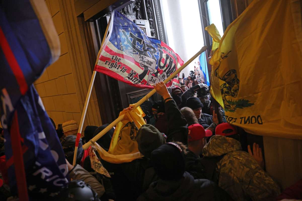 Protesters supporting then-President Donald Trump break into the U.S. Capitol on January 6, 2021, in Washington, D.C.