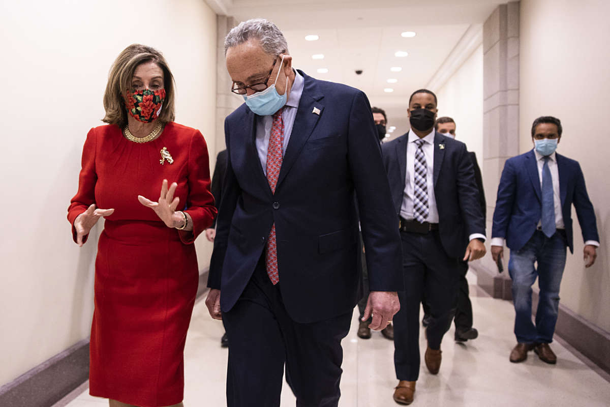 Nancy Pelosi and Chuck Schumer talk to eachother, probably about how best to disappoint us all