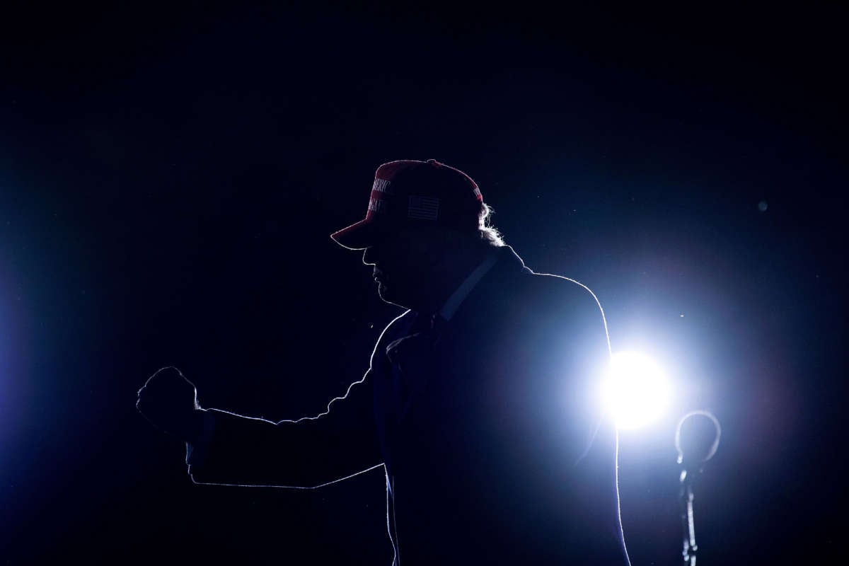 President Trump dances after speaking during a rally at Richard B. Russell Airport in Rome, Georgia, on November 1, 2020.