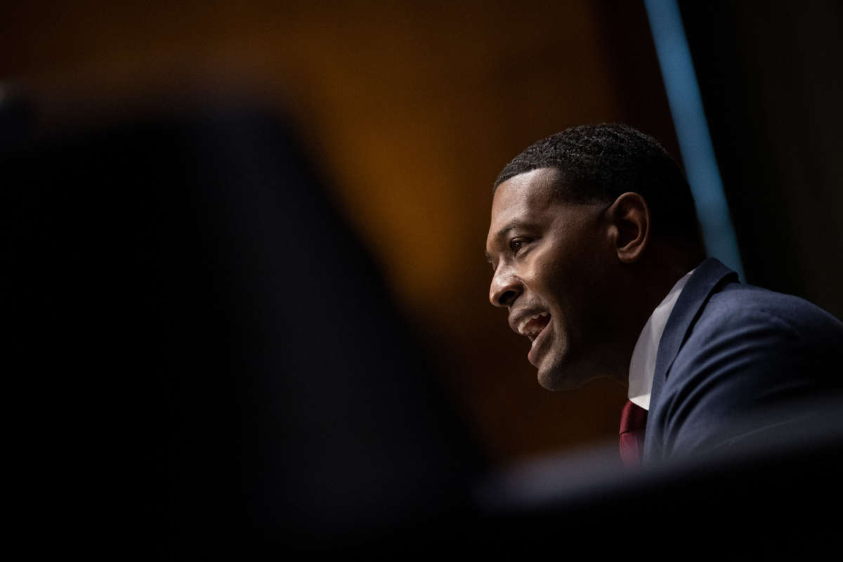 Michael Regan speaks during his nomination hearing before the Senate Environment and Public Works Committee to be Administrator of the Environmental Protection Agency in Washington, D.C., on February 3, 2021.