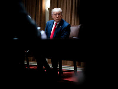 President Trump makes remarks in the Cabinet Room of the White House on August 3, 2020, in Washington, D.C.