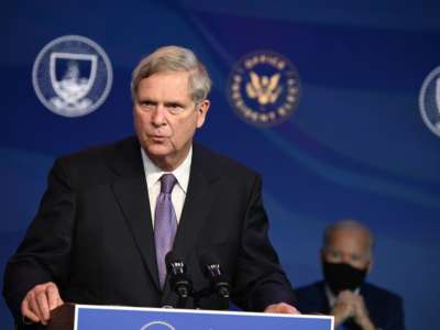 Tom Vilsack speaks on December 11, 2020, after being nominated to be Agriculture Secretary by President Joe Biden, in Wilmington, Delaware.