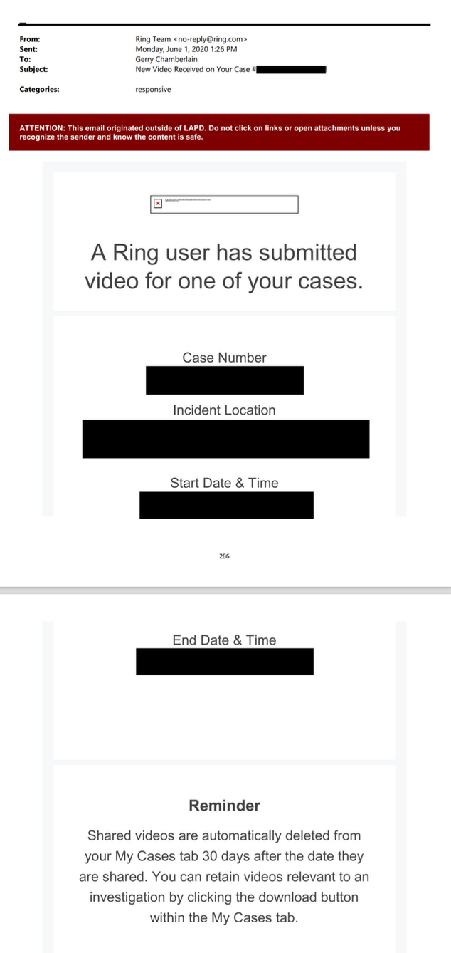 On June 1, 2020, the same day of Los Angeles' largest protests, police receive footage from a Ring user.