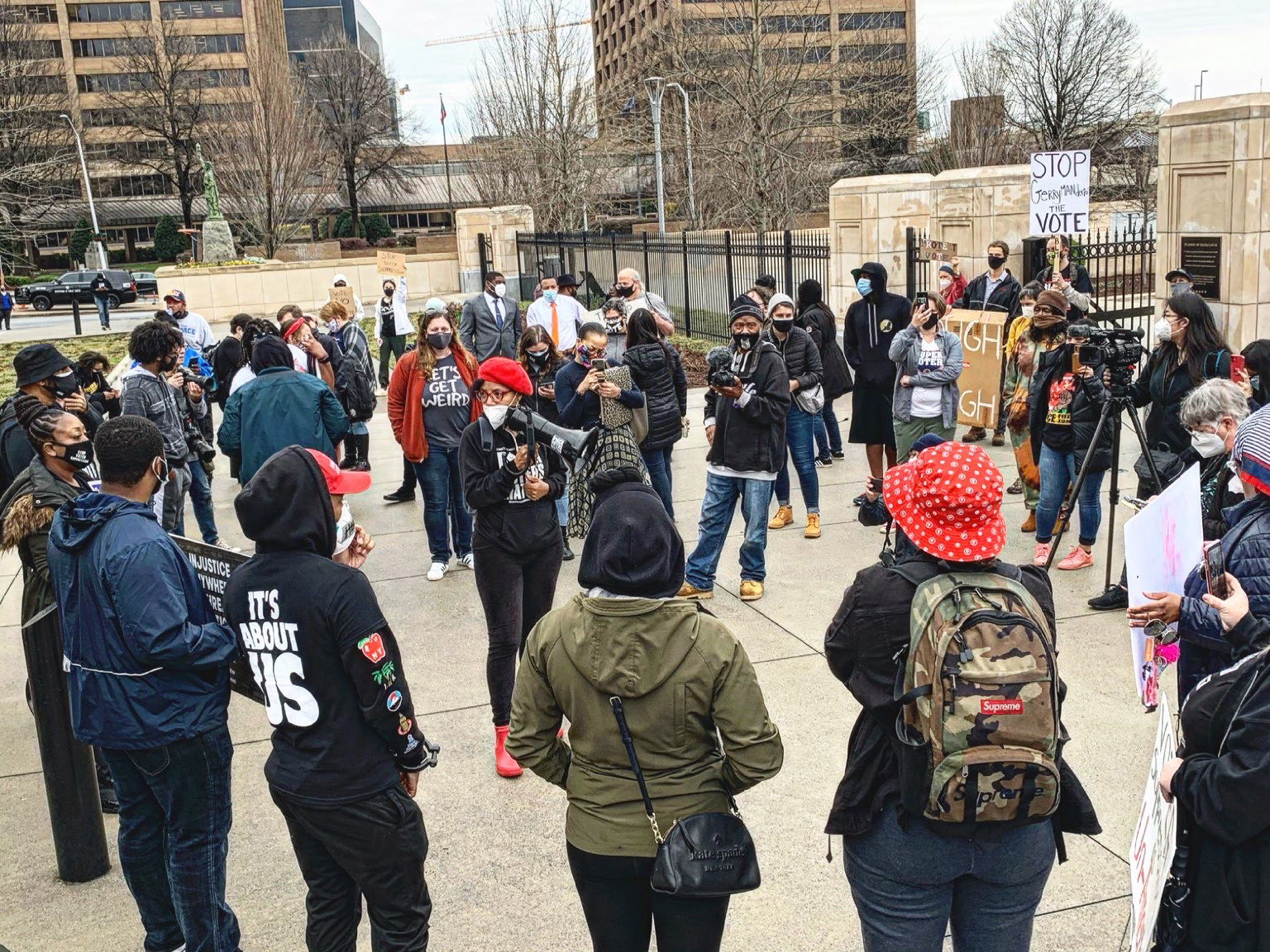Protesters against Georgia House Bill 531 rally outside the state capitol on March 1, 2021.