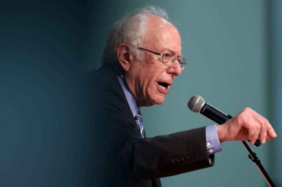 Sen. Bernie Sanders speaks at the Ministers’ Breakfast on February 26, 2020, in North Charleston, South Carolina.