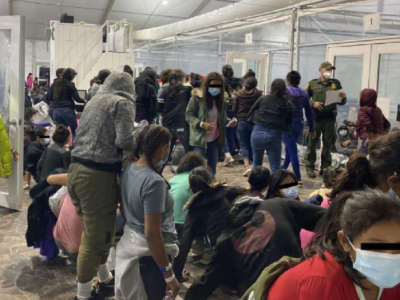 Photos released by Democratic Rep. Henry Cuellar's office show conditions inside a USCBP facility in Donna, Texas, over the weekend.