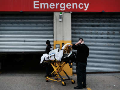 A patient is brought into a Brooklyn hospital on January 27, 2021, in New York City.