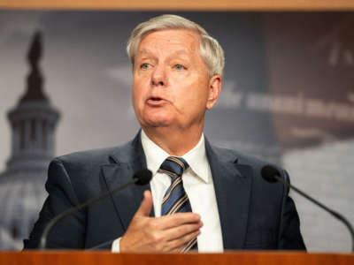 Sen. Lindsey Graham speaks at a press conference on Capitol Hill on March 5, 2021, in Washington, D.C.