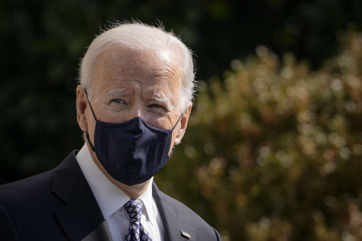 President Joe Biden walks to Marine One on the South Lawn of the White House on March 19, 2021, in Washington, D.C.