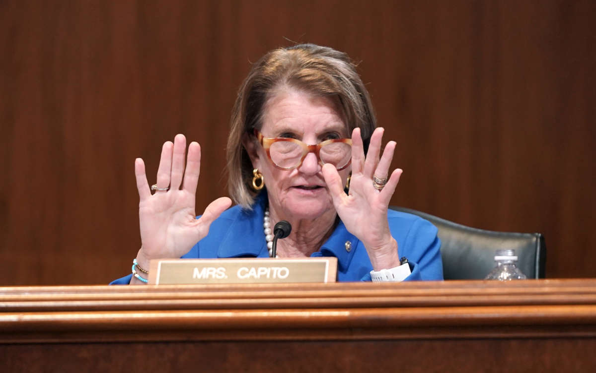 Sen. Shelley Moore Capito speaks at a Senate Appropriations Subcommittee hearing on Capitol Hill on April 14, 2021, in Washington, D.C.