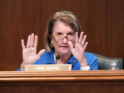 Sen. Shelley Moore Capito speaks at a Senate Appropriations Subcommittee hearing on Capitol Hill on April 14, 2021, in Washington, D.C.