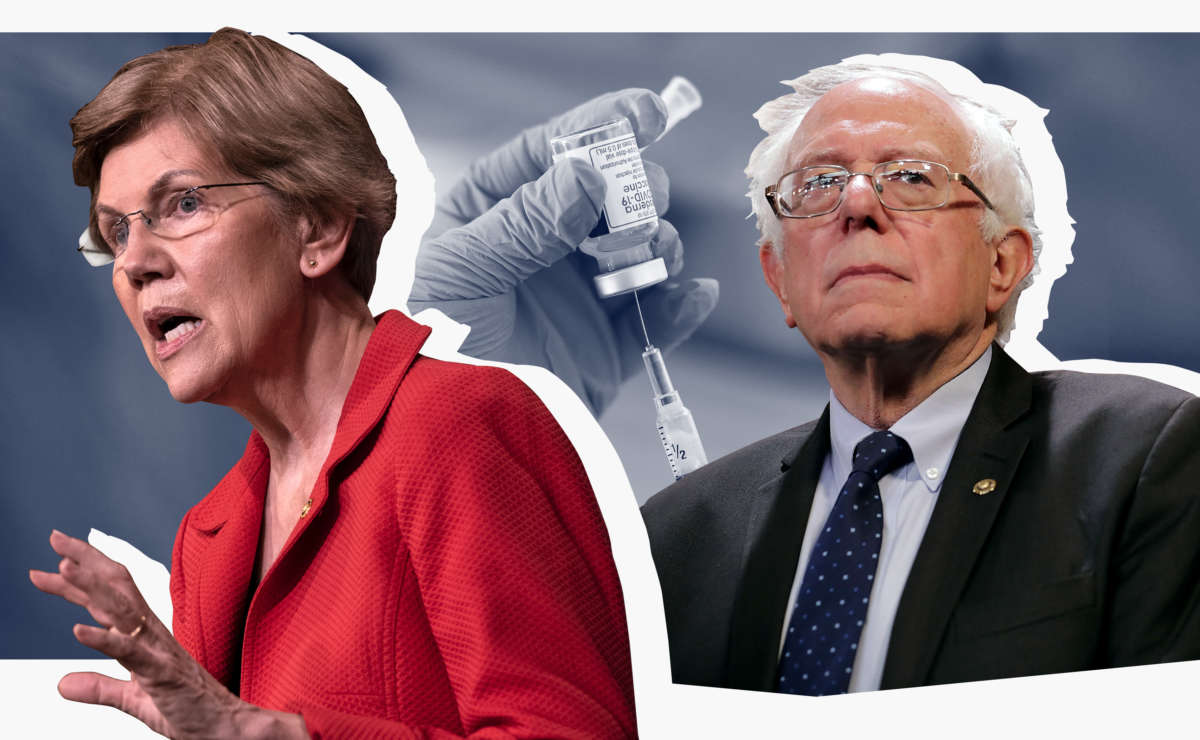 Sens. Elizabeth Warren and Bernie Sanders have joined with other leading Democrats and public health organizations to deliver a petition demanding the U.S. drop its opposition to a temporary waiver on international patent rights for COVID vaccines and treatments.