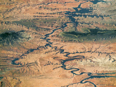 Lake Powell, a man-made reservoir on the Colorado River in Utah and Arizona, is the nation’s second-largest reservoir by maximum water capacity, supplying water to several Western states.