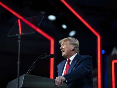 Former President Donald Trump speaks during the final day of the Conservative Political Action Conference CPAC held at the Hyatt Regency Orlando on Sunday, Feb 28, 2021, in Orlando, FL.