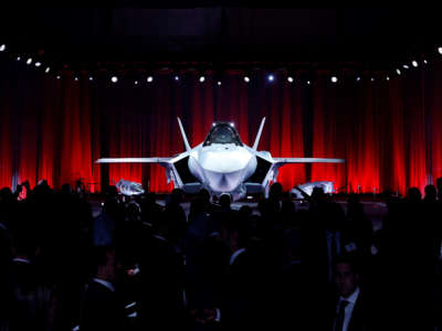 A F-35 fighter jet is seen as Turkey takes delivery of its first F-35 fighter jet with a ceremony at the Lockheed Martin Aeronautics headquarters in Forth Worth, Texas, on June 21, 2018.