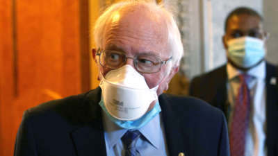 Sen. Bernie Sanders (I-Vermont) passes through a hallway at the U.S. Capitol March 5, 2021 in Washington, DC.