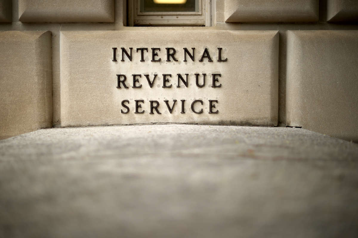 The front facade of the IRS building