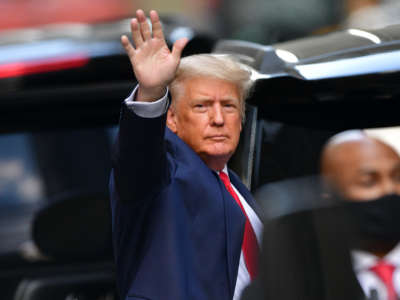 Former U.S. President Donald Trump leaves Trump Tower in Manhattan on May 18, 2021.