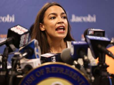 Rep. Alexandria Ocasio-Cortez (D-NY) speaks during a press conference on June 03, 2021 in New York City.