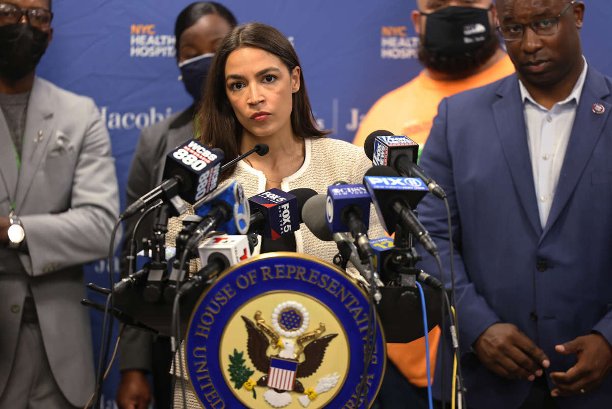 AOC speaks to reporters