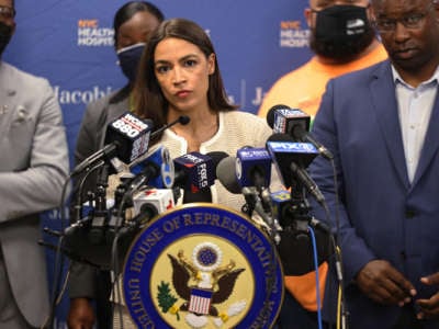 AOC speaks to reporters