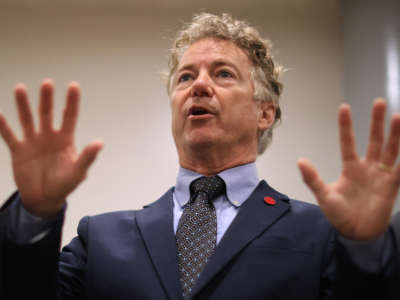 Sen. Rand Paul speaks to reporters at the U.S. Capitol on May 28, 2021, in Washington, D.C.