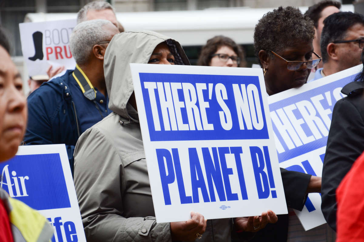 The American Federation of Government Employees holds a rally on April 25, 2018, outside of EPA headquarters in Washington, D.C.