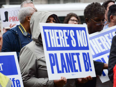 The American Federation of Government Employees holds a rally on April 25, 2018, outside of EPA headquarters in Washington, D.C.