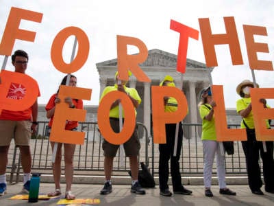 The Declaration for American Democracy coalition hosts a rally calling on the Senate to pass the For the People Act outside the Supreme Court in Washington, D.C., on June 9, 2021.