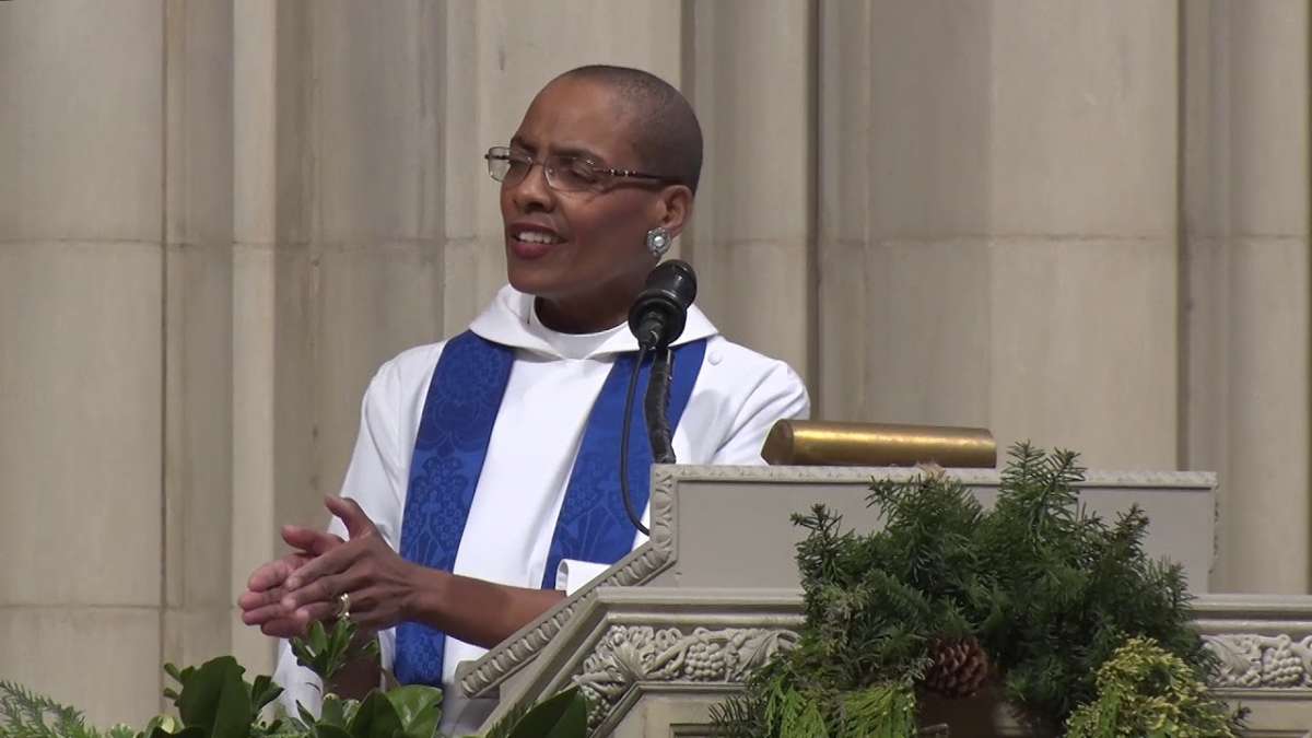 Rev. Dr. Kelly Brown Douglass delivers a Sunday sermon at the Washington National Cathedral in Washington, D.C., on December 10, 2017.