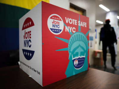 New Yorkers cast their votes for the June 22 Mayoral Primary Election in New York City on June 22, 2021.