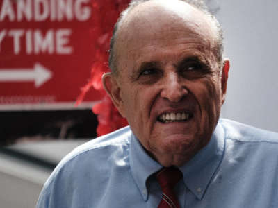 Former New York City Mayor and Trump lawyer Rudy Giuliani makes an appearance at a campaign event on June 21, 2021, in New York City.