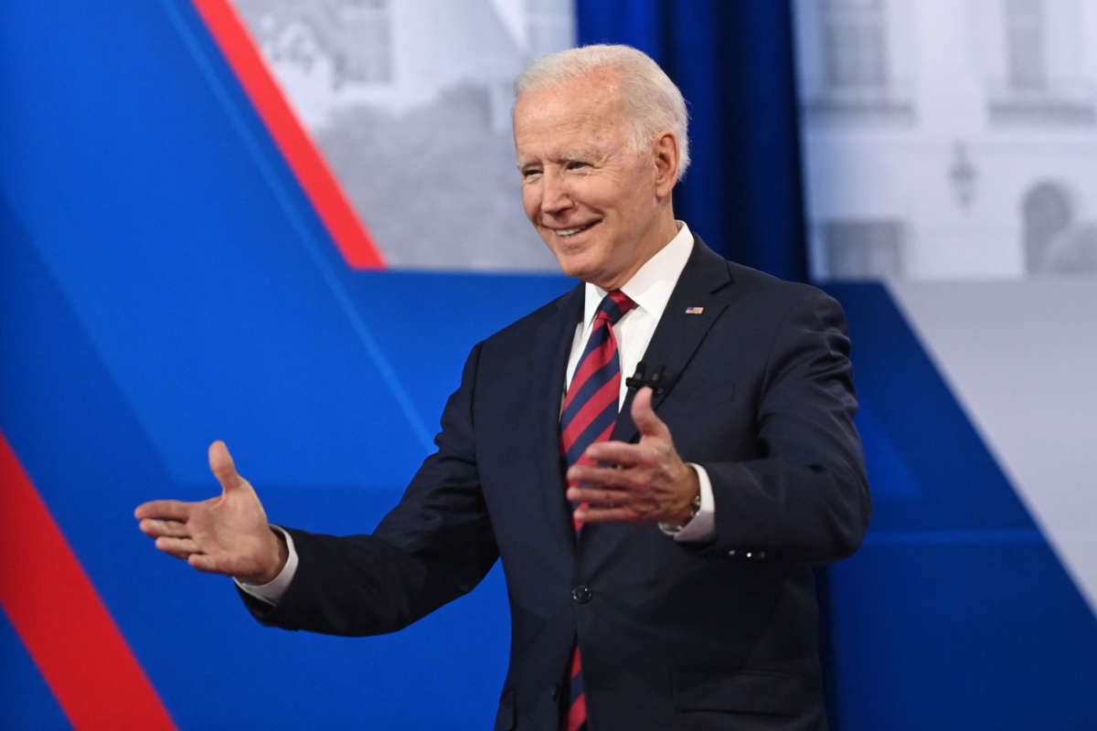 President Joe Biden participates in a CNN Town Hall hosted by Don Lemon at Mount St. Joseph University in Cincinnati, Ohio, July 21, 2021.