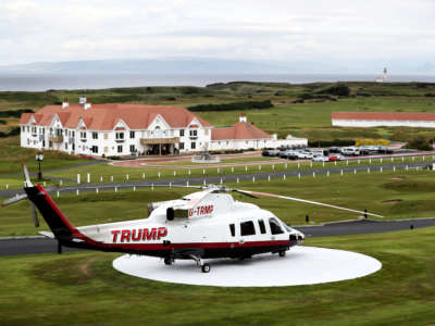 A Trump helicopter pictured at Trump Turnberry in Scotland, on June 28, 2017.