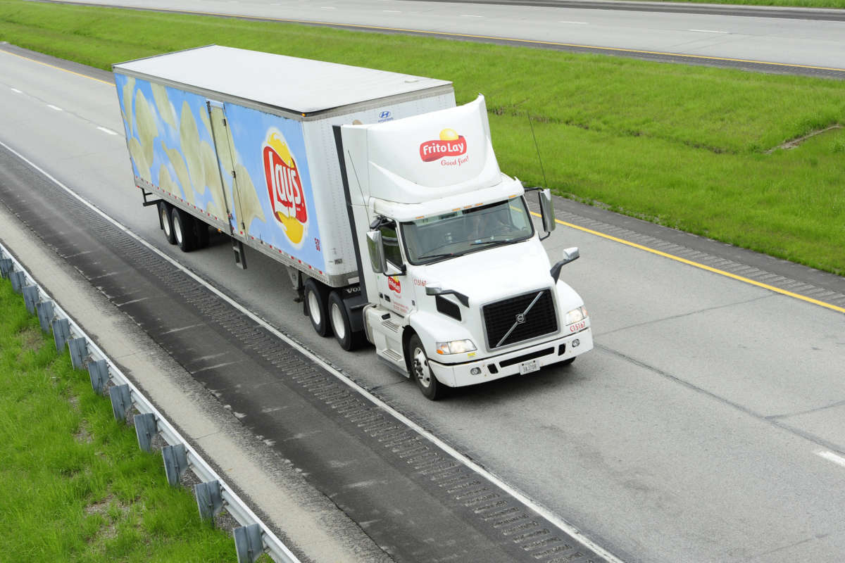 Food moving. Lays Truck.