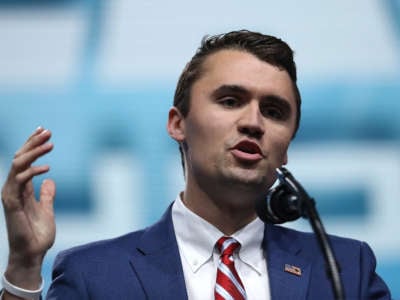 Charlie Kirk, founder and executive director of Turning Point USA, speaks at the NRA-ILA Leadership Forum during the NRA Annual Meeting at the Kay Bailey Hutchison Convention Center on May 4, 2018, in Dallas, Texas.